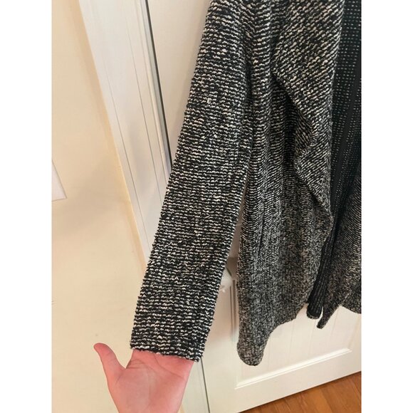 Steve Madden Womens Open Front Knit Cardigan Coat Black/White Size Medium - Picture 3 of 5